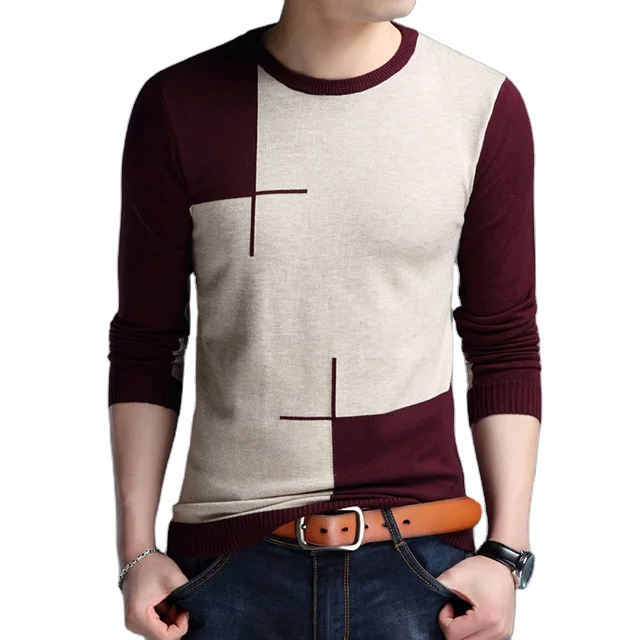 

Men's pullover sweater round neck casual Korean sweater T-shirt