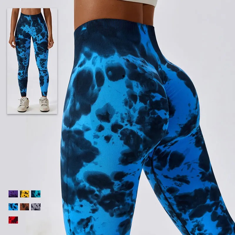 

Soft Seamless Leggings Tie Dye High Waisted No T Line Fitness Workout Leggings Active Scrunch Butt Tights Women Gym Pants