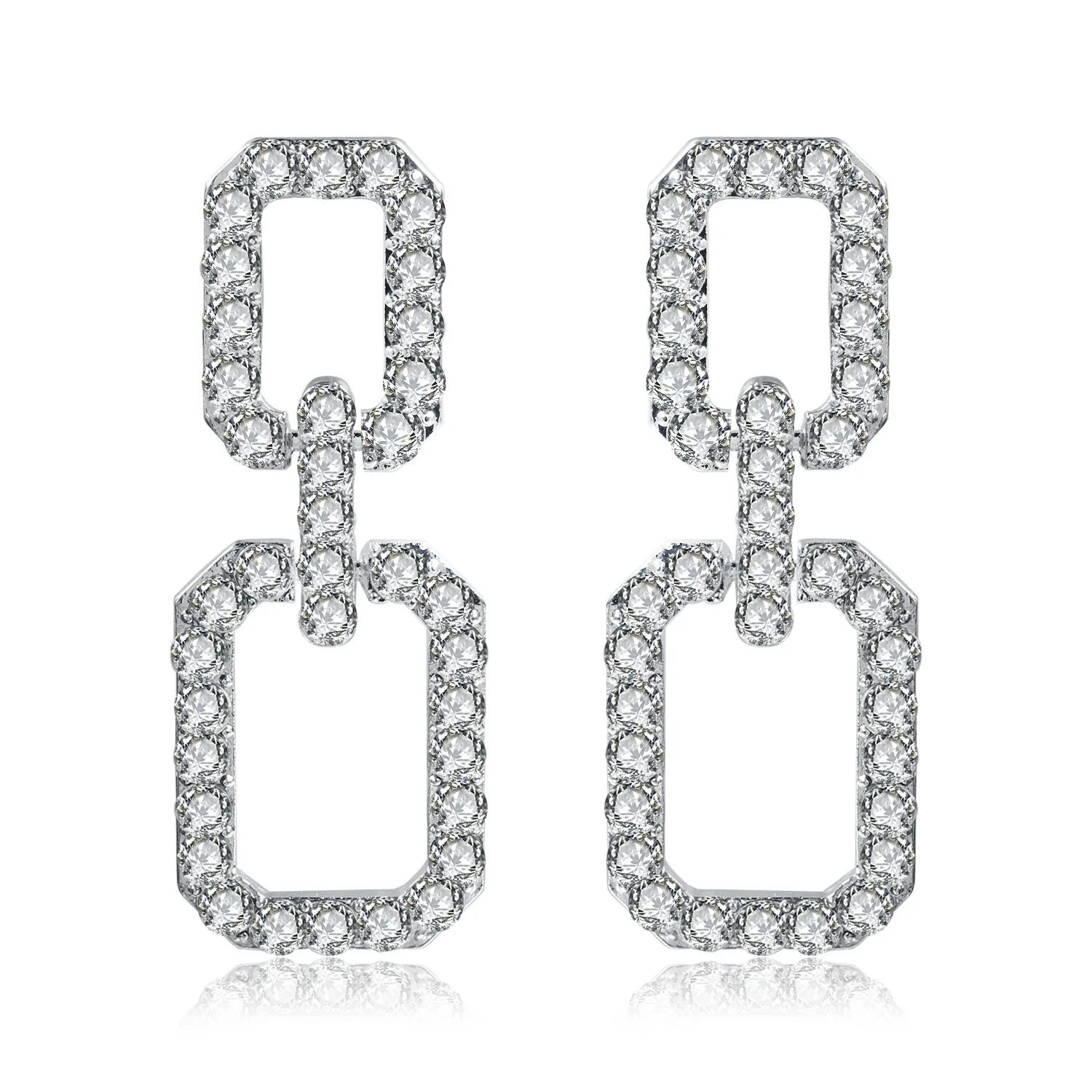 

Luxury light luxury star carat geometric stud earrings, micro-encrusted geometric necklace pendant jewelry sets