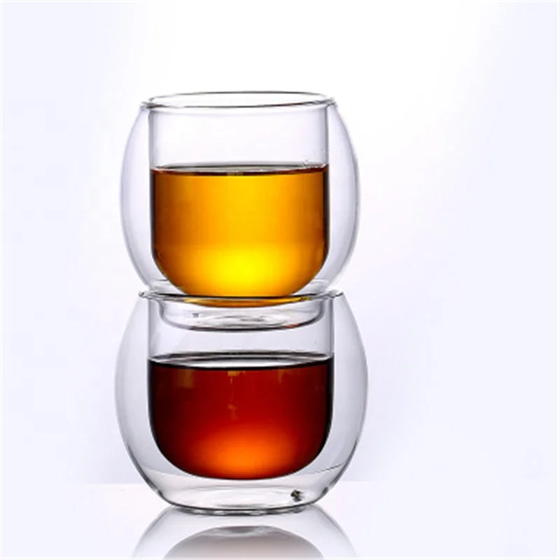 

New Style Oval Double Layer Household Beer Cup, Transparent
