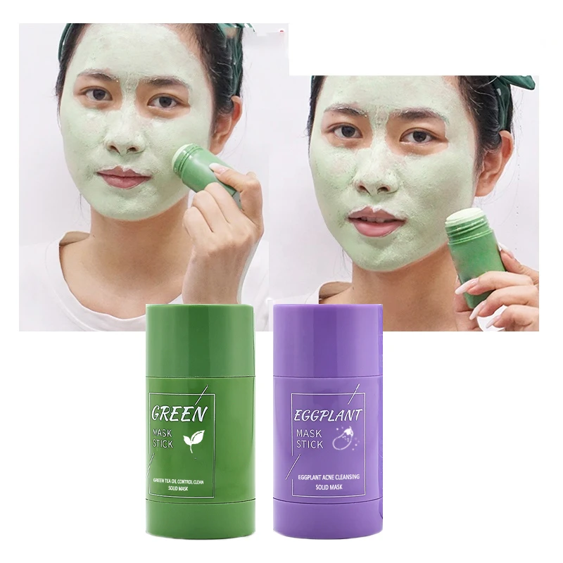 

Green tea eggplant solid mud film cleaning mud film for hydrating brightening oil control cleaning green film improve skin