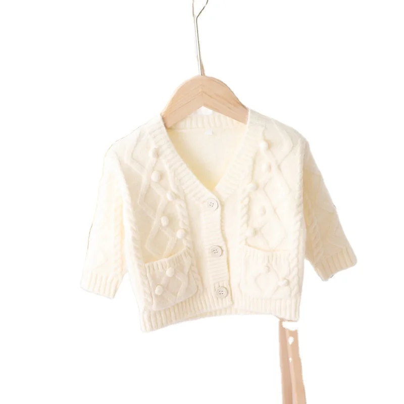 

Autumn Children Boys And Girls Twist V-neck Knitted Cardigan Clothes