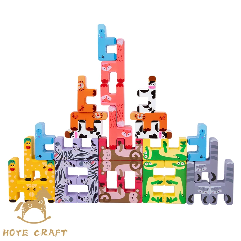 

HOYE CRAFT Kids Colorful Animal Stacking Block Building Blocks Toys Educational Toy