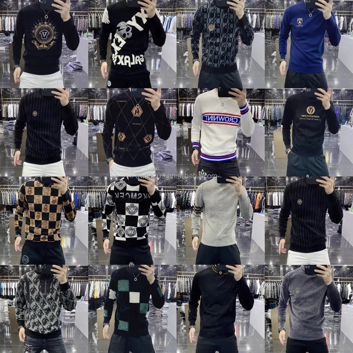 

Mens Pullover Long Sleeve Jacquard Thick Sweater For Men Knitting Sweaters America Styles man wool sweater