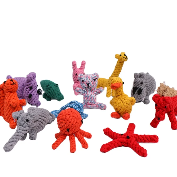 

Hot sale animal shape bite resistant woven pet dog chew toy molar teeth cleaning
