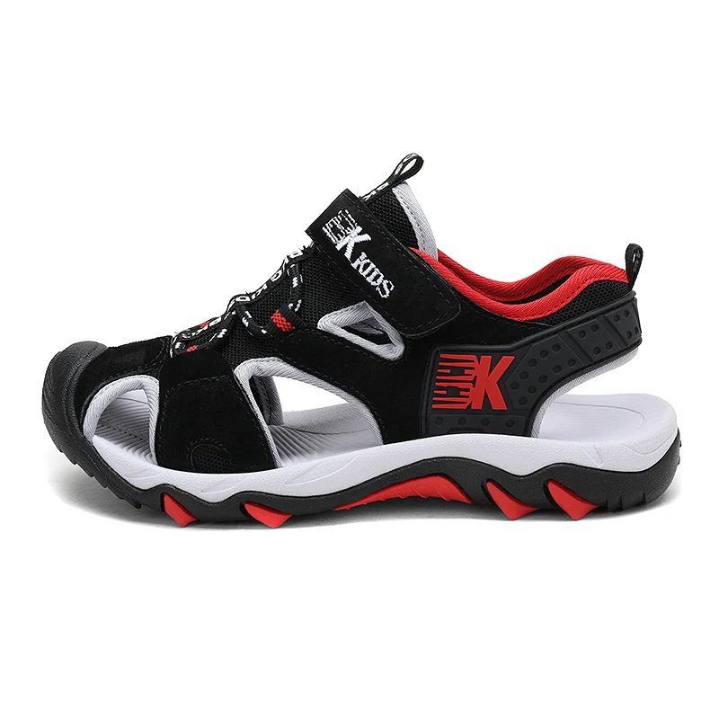 

Special hot selling custom children sandals leather sandals for children, Black