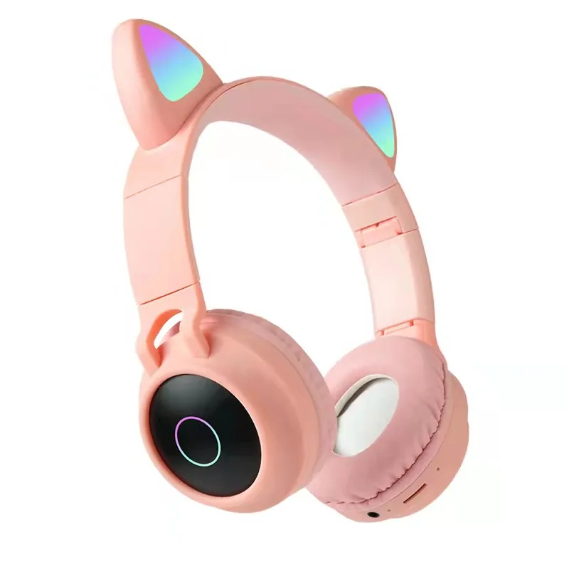 

Dropshipping Luminous Head-Mounted BT Headset Cute Cat Ears Wireless BT Music Voice Headset