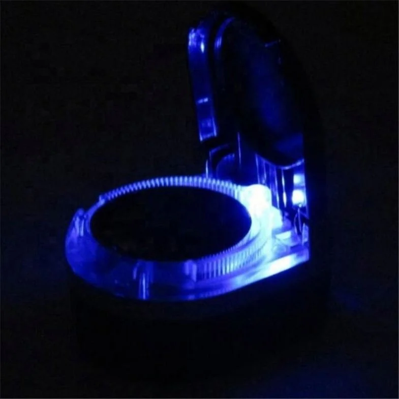 

Jhcentury New Metal Household Car LED Light Delicate Upscale Ashtray, Black/sliver/blue