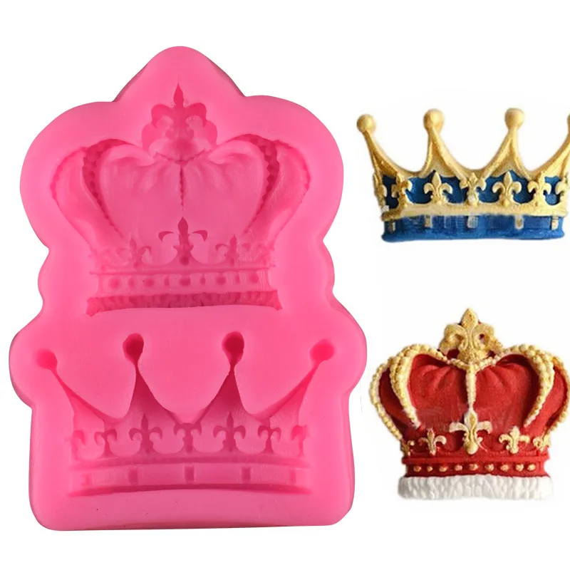 

2 European style crown fondant silicone mold diy cake decorating tools car decoration clay biscuit mold, As picture