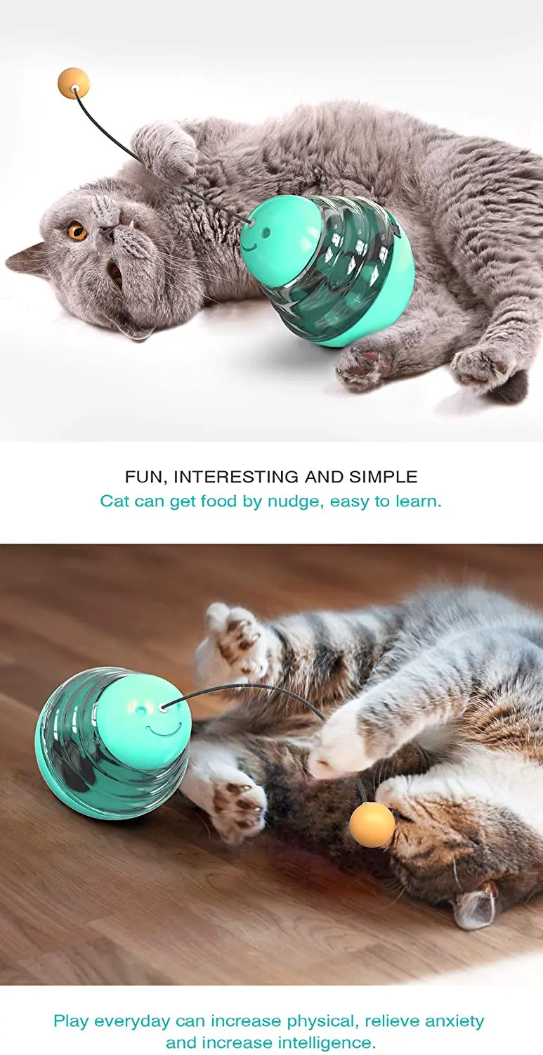 Interactive Treat Dispenser Ball Cat Slower Food Puzzle Feeder Pet Iq Training Tumbler Food Leaking Ball With Teasing Wand Buy Motion Activated Cat Toys Funny Pet Puzzle Toys Reduce Boredom Relieve Anxiety Product On