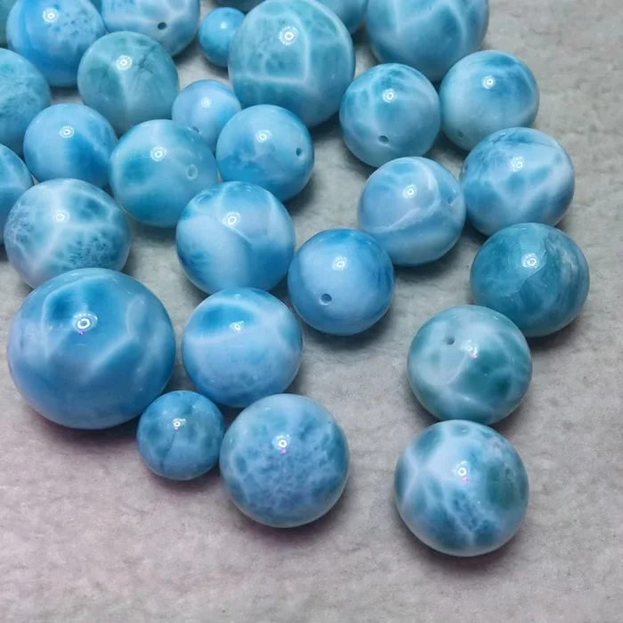 

Top Quality Natural Larimar Single Round Beads Sky Blue Larimar Beads for DIY