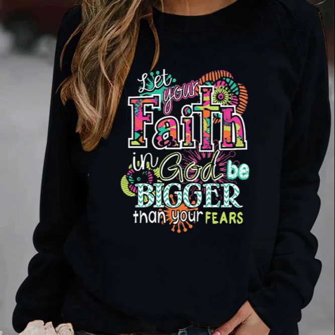 

Letters Print Hoodie Shirt 2022 Women's Sweatshirt Graphic Print Loose Casual Long Sleeve Shirt Cozy Sweatshirt Pullover Outfit