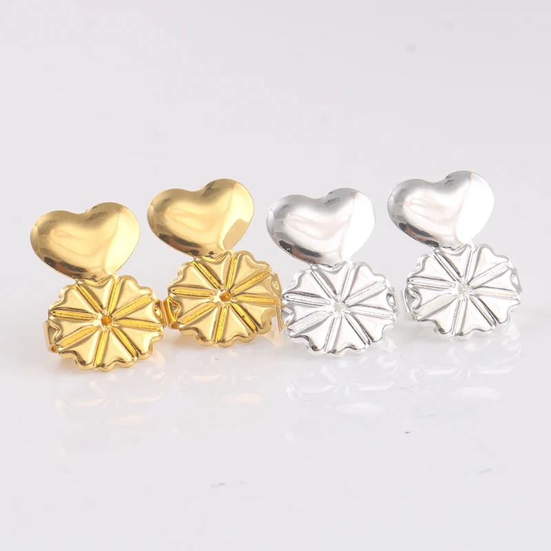 

2021 Newest Hypoallergenic Heart shape Brass Butterfly Earring safety Lifters Backs Fit Post Earrings