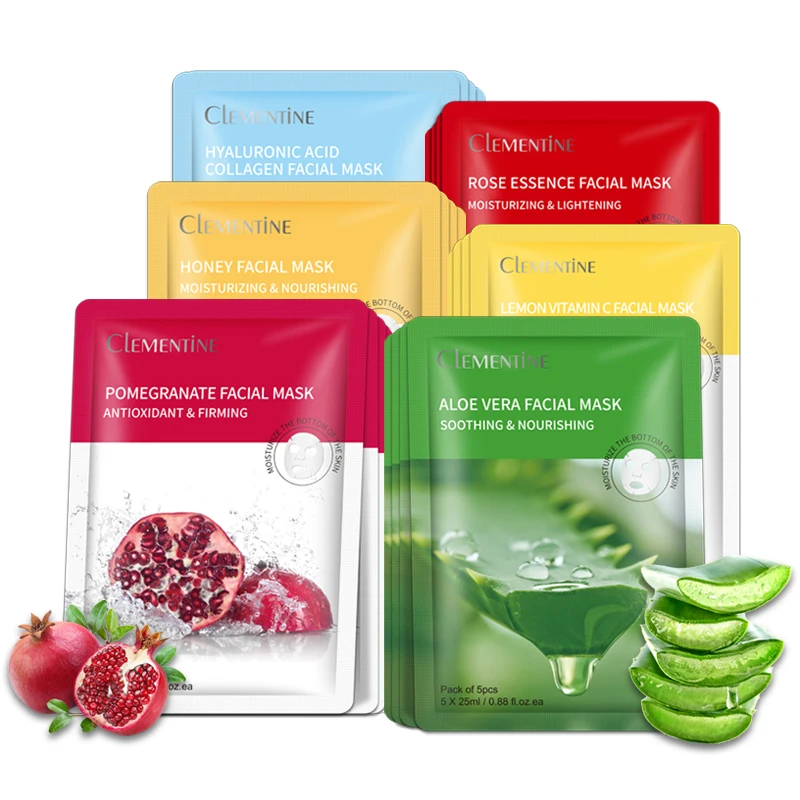 

Korean Face Sheet Mask Best Whitening Hydrating Natural Plant Fruit Extract Facial Mask Skin Care