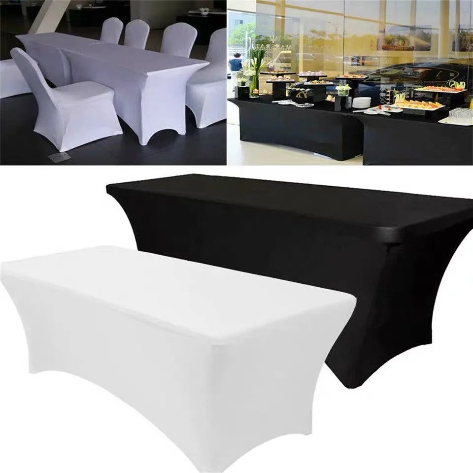 
Factory White 6ft/8ft Stretch Spandex Table Cover Spandex Wedding Tablecloths Lycra Spandex Table Covers 