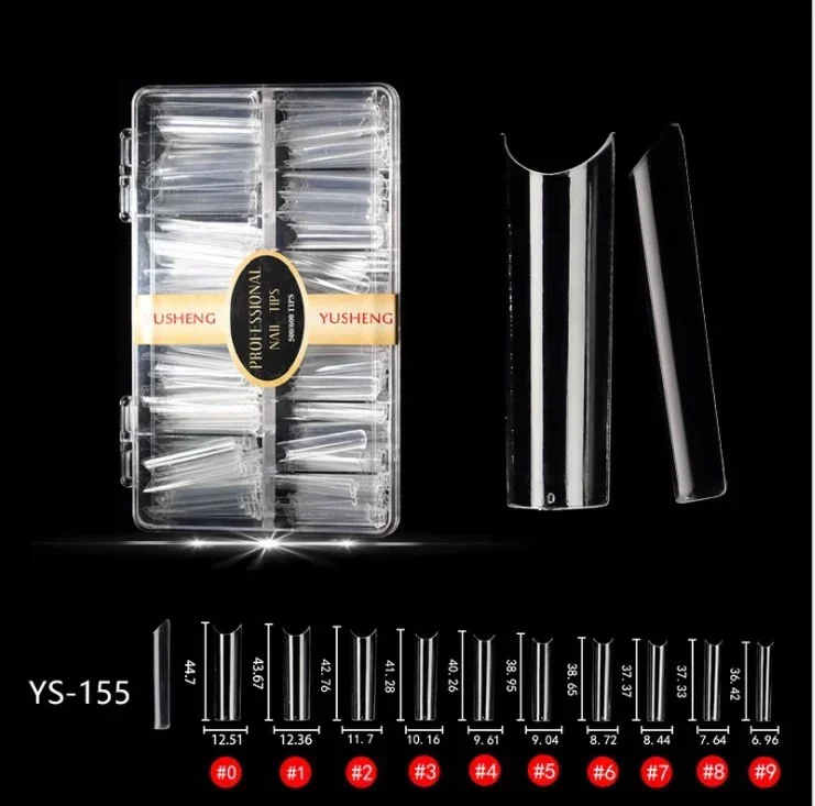 

500pcs/box Square XXL C Curve Straight Thin Tips Extra Long Curved Half Cover Acrylic XL Square Nail Tips, Transparent