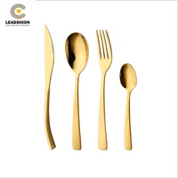 

24 pcs Edible Spoon Fork Set Classic Shape Gold Plated Royal Restaurant Stainless Steel Cutlery Set