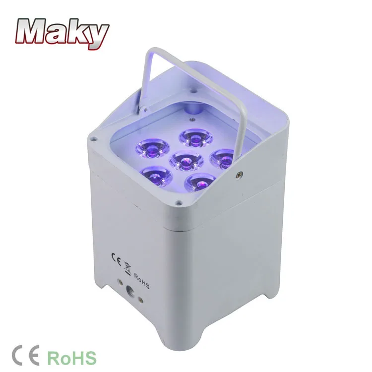 

4lights with carry bag 6led battery wireless DMX par light with wifi phone app control, Rgbwauv