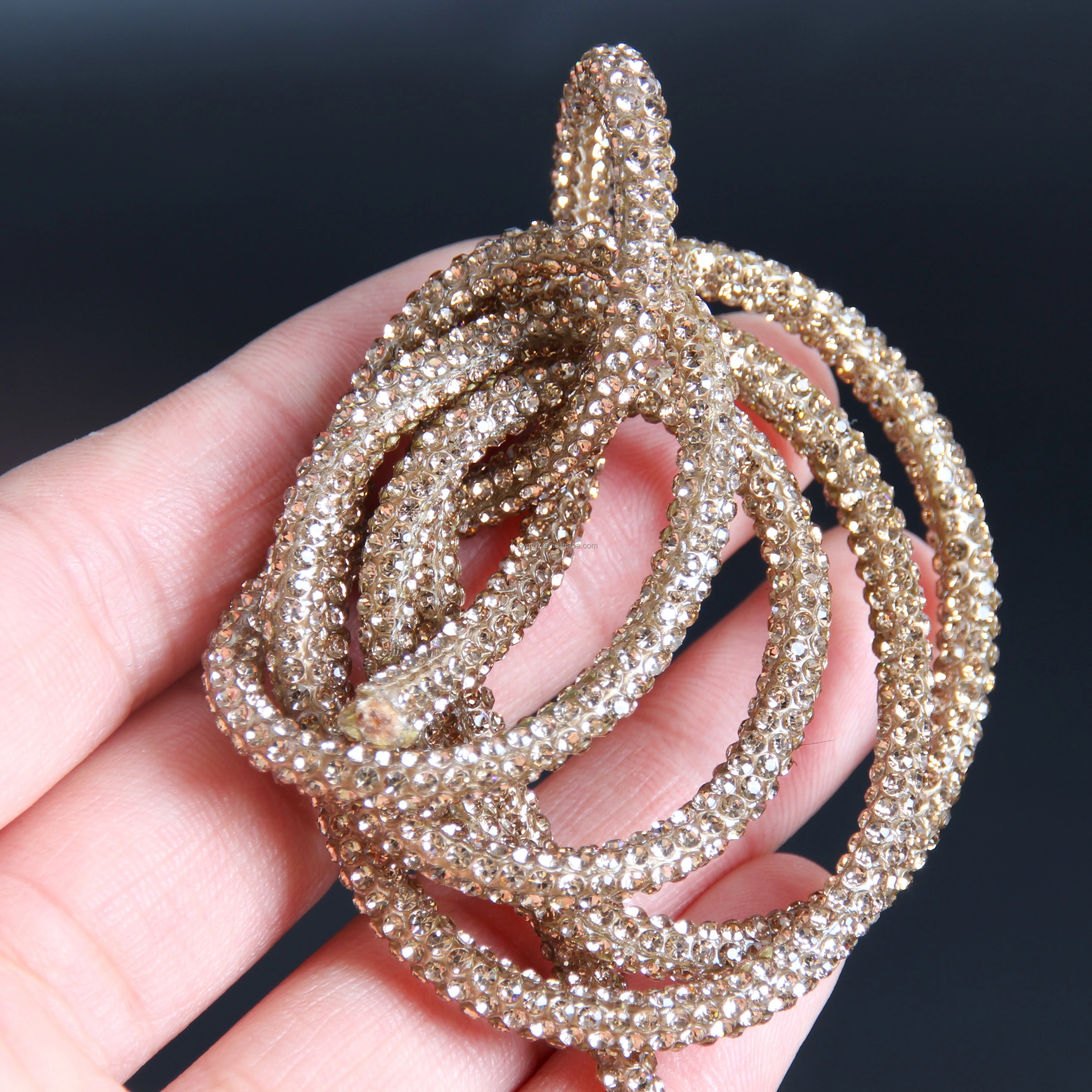 Crystal Yellow Crystal Diamond Water Rhinestones Glue-On Hoodie Rope for Bags Garments Shoes
