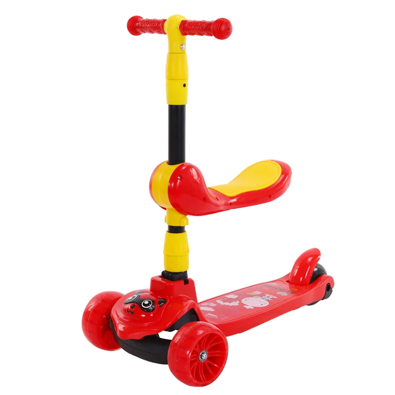 

2021 New 3 in 1 kick scooter children tricycle with seat, Red yellow blue yellow graffiti pink graffiti black graffiti