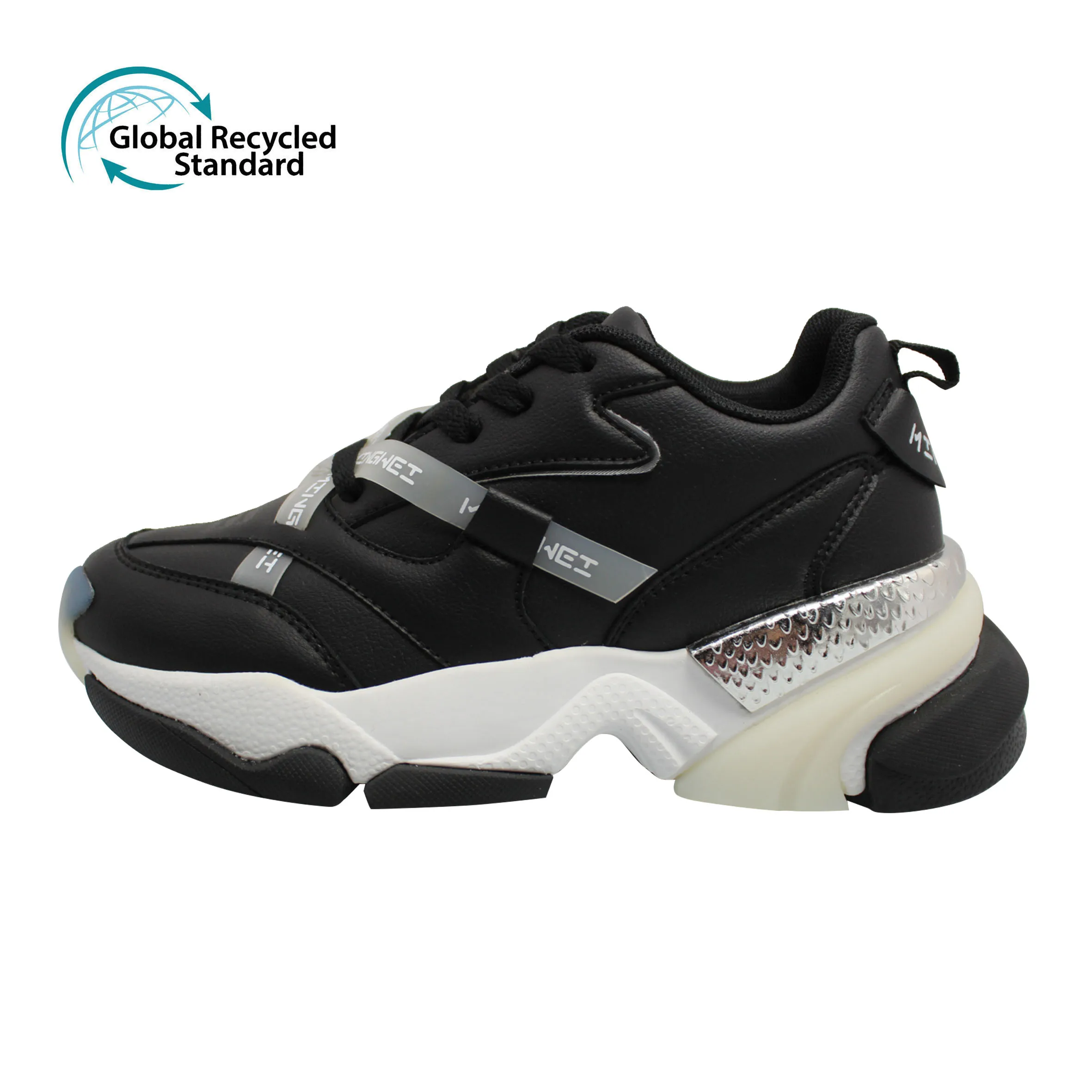 

New autumn/winter2021 women's shoes with versatile net surface breathable sports student running shoes, Black white beige gree