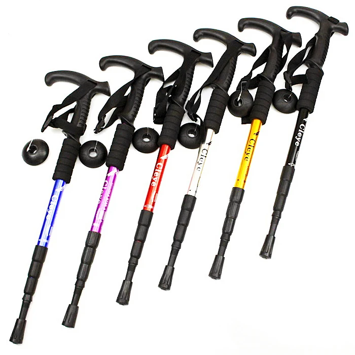 

Outdoor Aluminum Adjustable Folding Flexible Climbing Hiking Walking Sticks Carbon Teleskope Ultralight