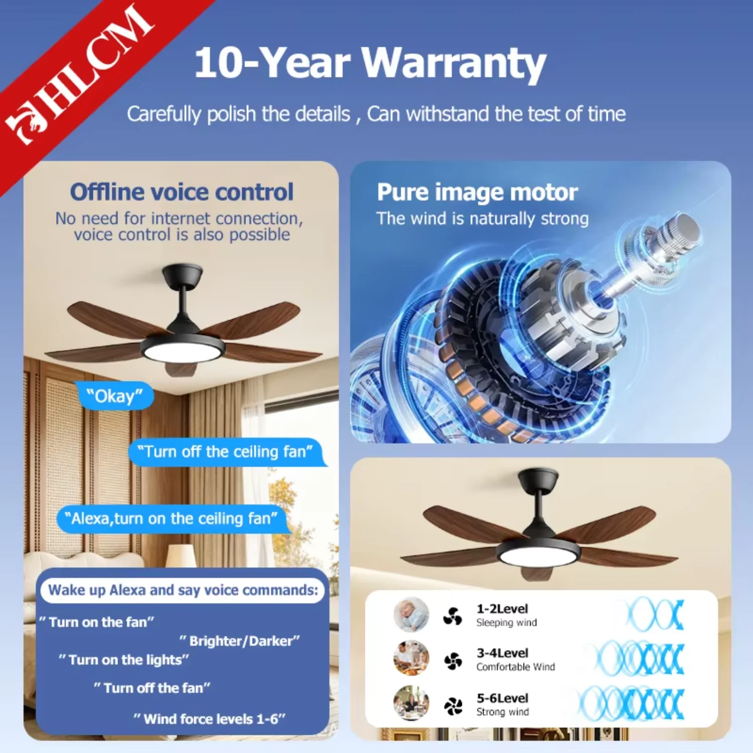 Wind Ceiling Fan, LED, 6-Speed - detail 8