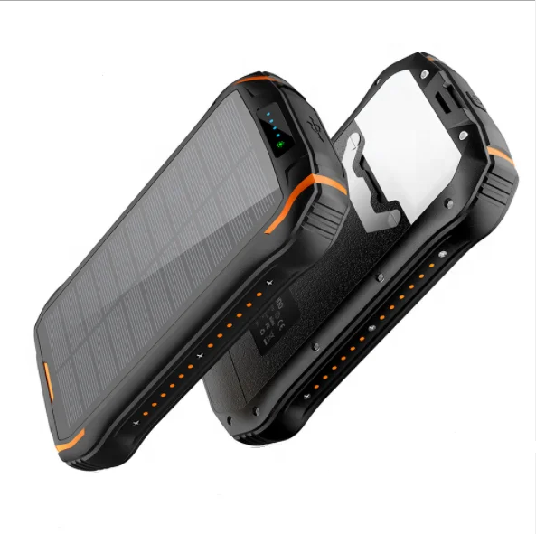 

High Capacity Portable Solar Qi Power Bank Charger 30000mah 30000 mah Wireless Powerbank Solar