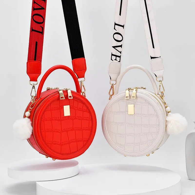 

New Designer Women Mini Round Bags Pu Leather Circle Box Handbags Cross Body Bag