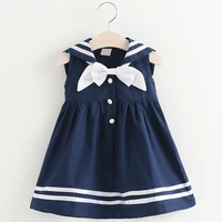 

Bear Leader Girls Dress Girls Clothes Preppy Style navy dress Sleeveless Bow Striped Design for Girls