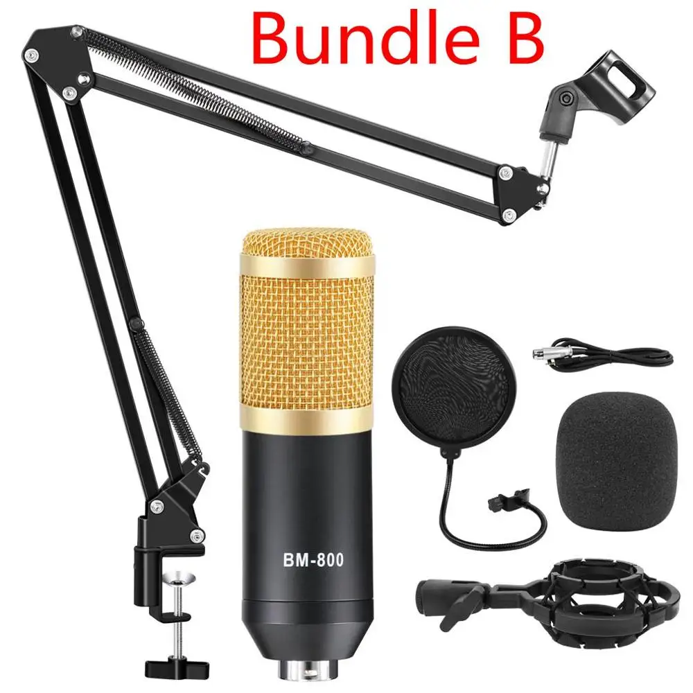 

bm 800 Condenser Microphone Studio Recording Kits bm800 Karaoke Microphone for Computer bm-800 Mic Stand Phantom Power