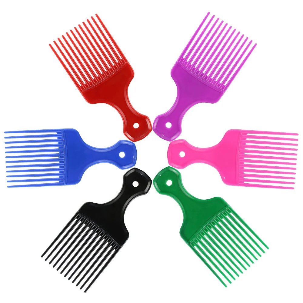 

custom private label salon curls combs plastic wide tooth hair pick afro comb with logo, Customized color