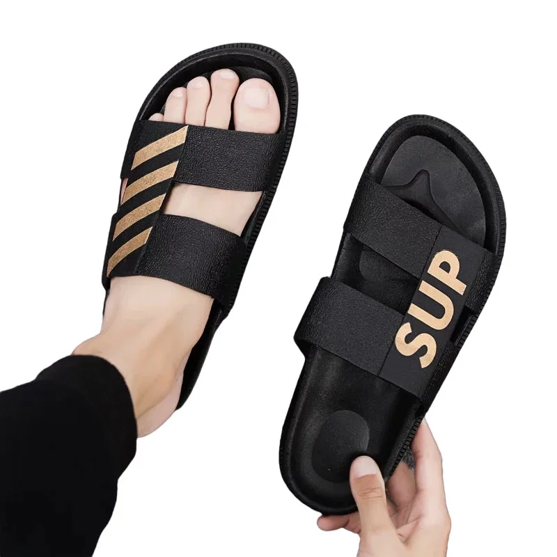 

Black Custom Printing Logo Slide Sandal Plain Men's PVC Beach High Quality Slippers Footwear Custom Logo Slippers