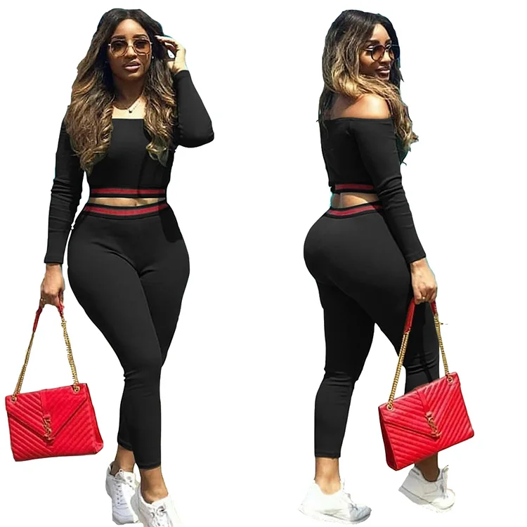 

Autumn new solid color women clothes sports leisure two-piece set