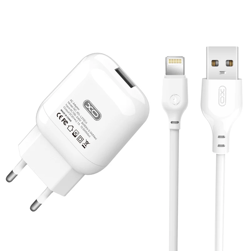 

XO L37 Home Charger 5V /2.1A Mobile Charger Lightning Micro Type-c Fast Home Wall Charger White Usb