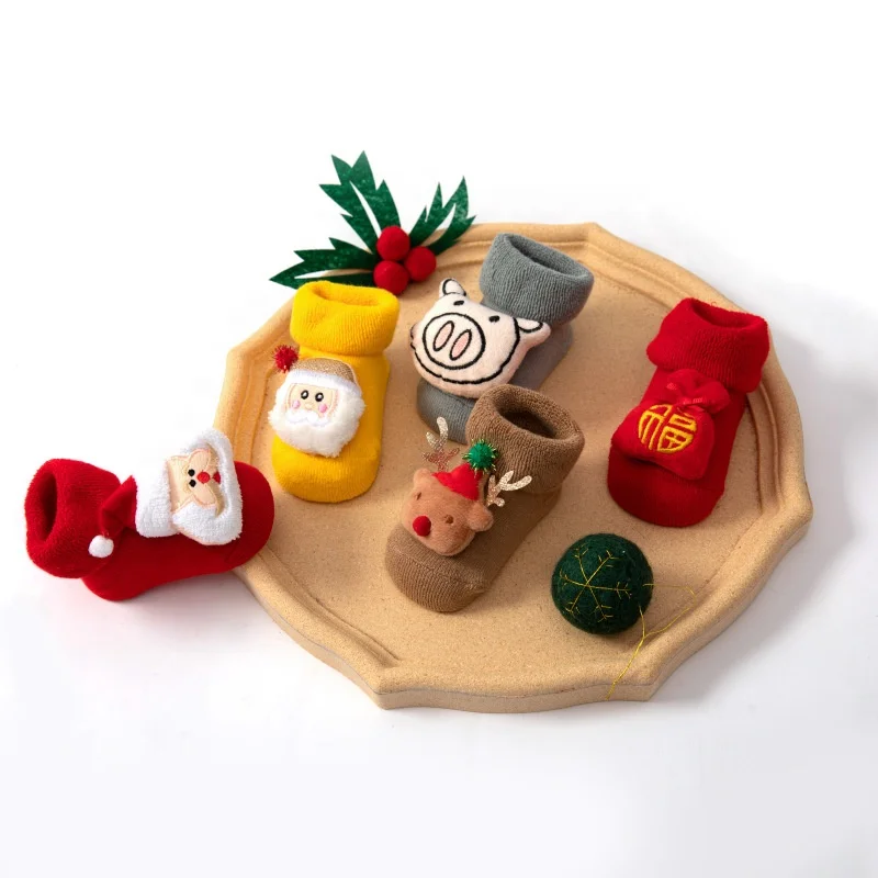 

Autumn winter new lovely  warm terry children socks kids cartoon design infant home floor socks christmas baby socks, Optional