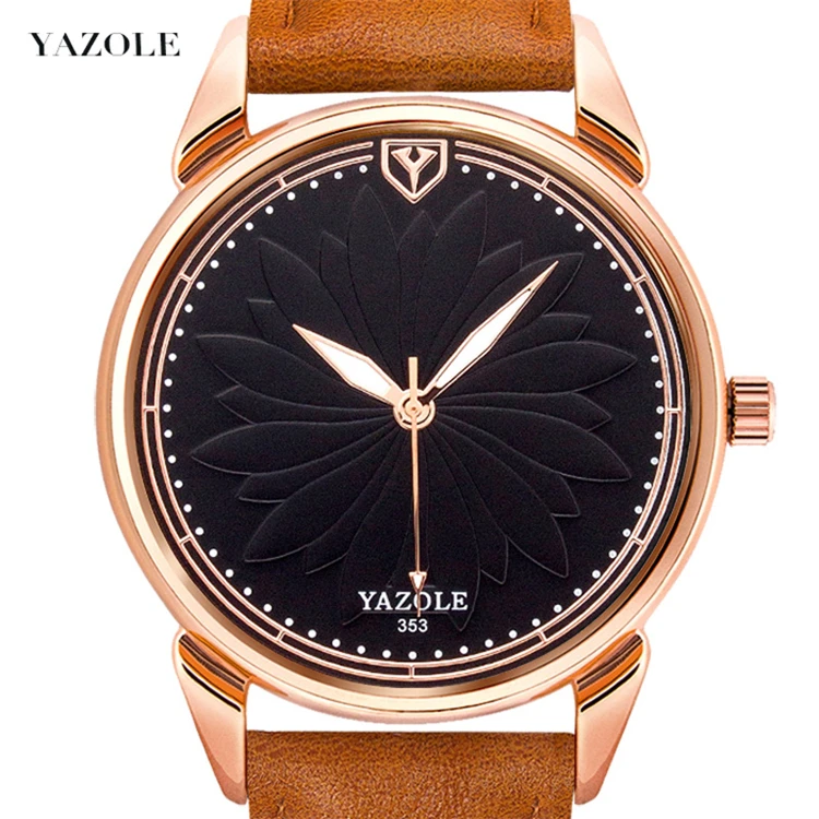 

Yazole 353 P Casual Fashion Simple Men's Leather Band Quartz Watches