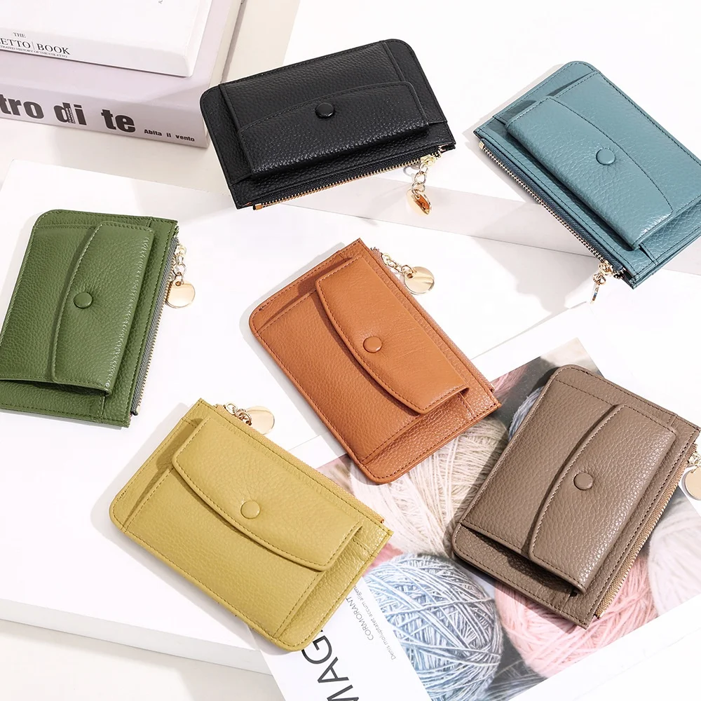 

Various Colors Genuine Pebble Leather Coin Card Holder Wallet for Lady, Can be customized