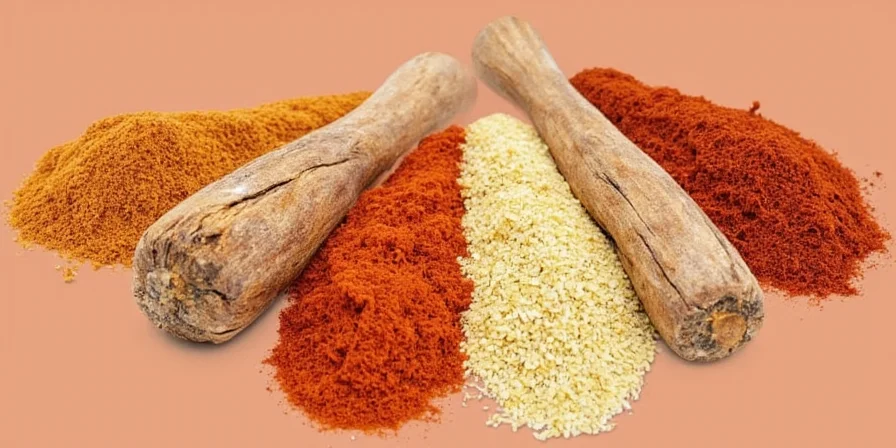 A colorful spice rack with ginger and its flavor twins lined up proudly