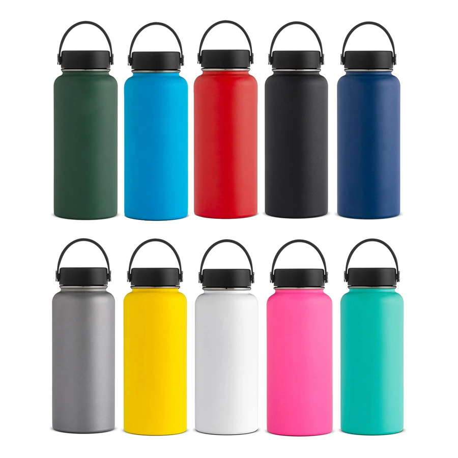 

32oz Wide mouth insulated stainless steel vacuum thermos flask sport hydro water bottle with flex lid keep hot 12hours