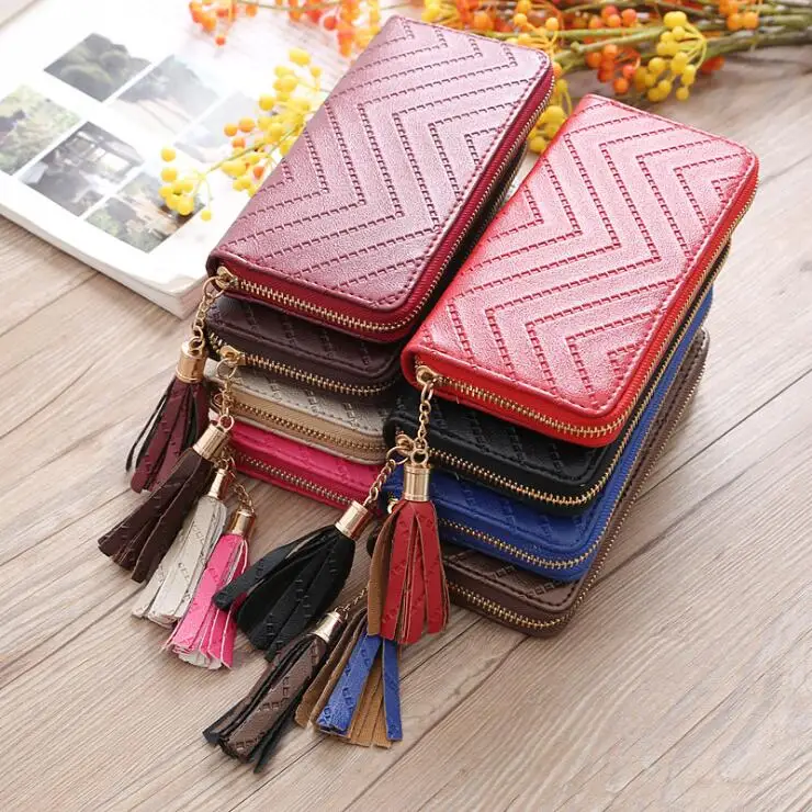 

Wholesale latest design ladies purse ladies leather wallet with change purse women wallets, 9 colors