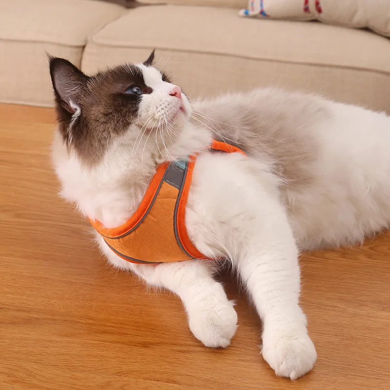 

Reflective Chest Pet Vest Traction Rope Adjusted Loose Prevent Breaking Free Cat Leash Suitable For Small And Medium Pets, As show