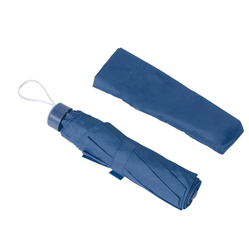 

Wholesale price quality cheapest travel 3 folding windproof custom mini rain umbrella with logo prints umbrella and manufacturer, 3 folding navy blue umbrella promotion