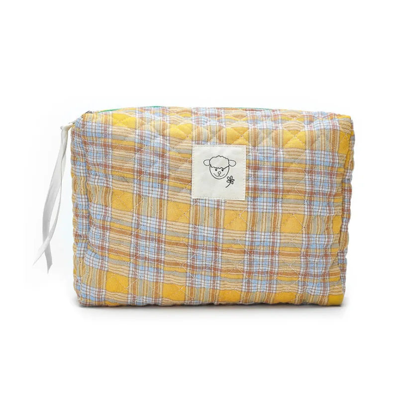

wholesale Cute Color lattice Large Capacity Square Travel Diaper Storage Bag Mommy Bag Cosmetic Bag