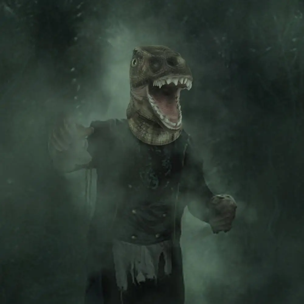 
Molezu Made in China Horrible Halloween Carnivorous Tyrannosaurus Dinosaur Latex Rubber Fire Dragon Mask for Carnival Party 