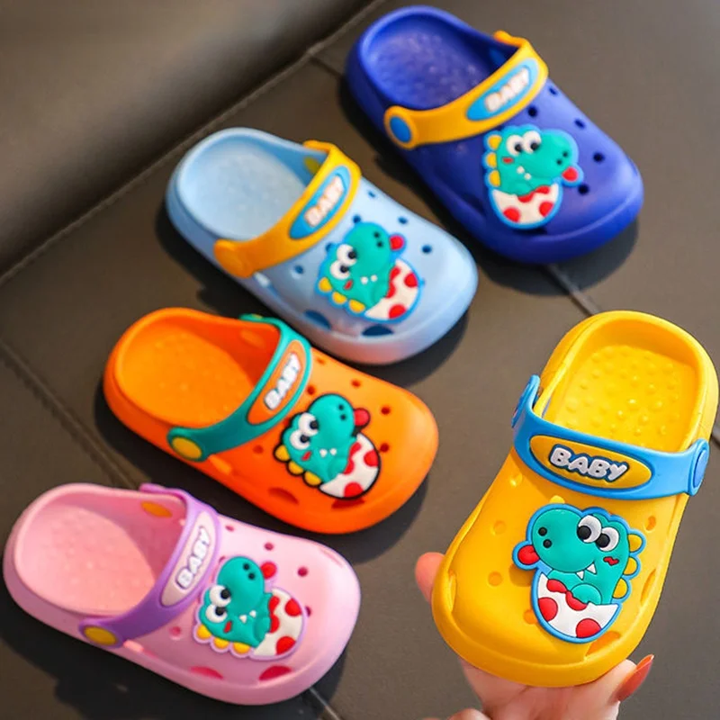 

Children's Summer Baby Boys Girls Cartoon Cute Cave Hole Beach Shoes Dinosaur Boys Girls Comfortable Soft Soled Indoor Sandals