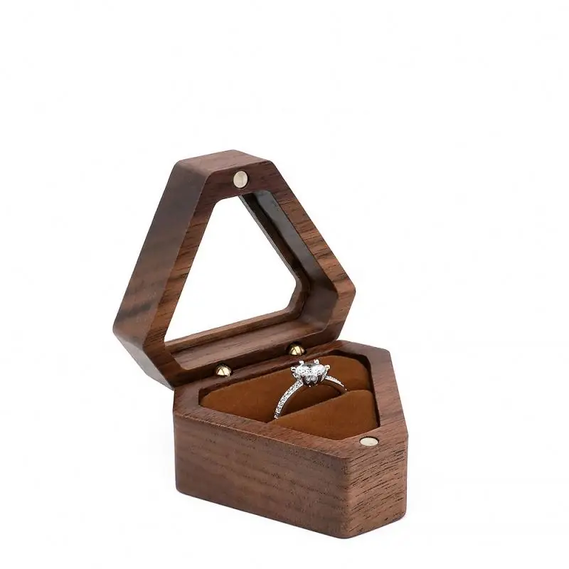 

customized triangle Wedding ceremony birthday gift box wooden wedding ring box