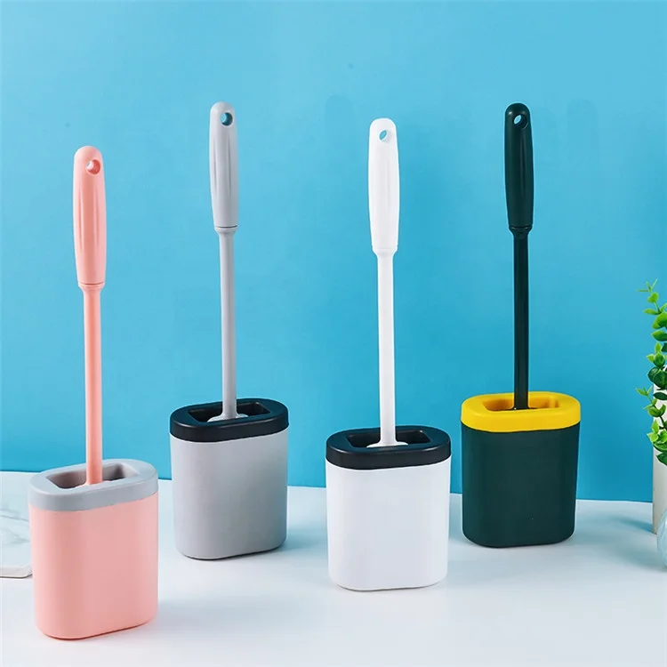 

2021 New Soft Bath Clean Tool Durable Bristle Wall Mounted Toilet Brush With Holder Silicone Toilet Cleaning Brush, Pantone color