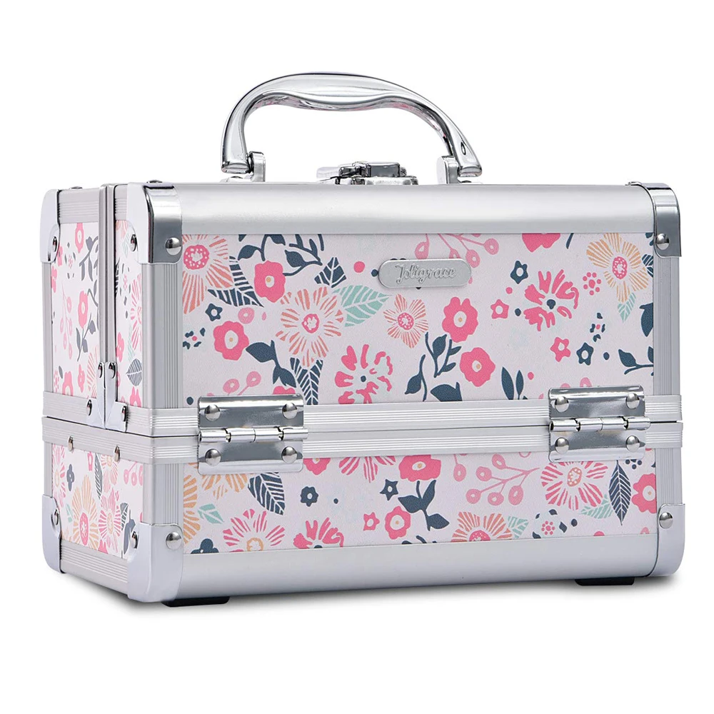 

Professional Makeup Box Train Case Cosmetic, Black/pink