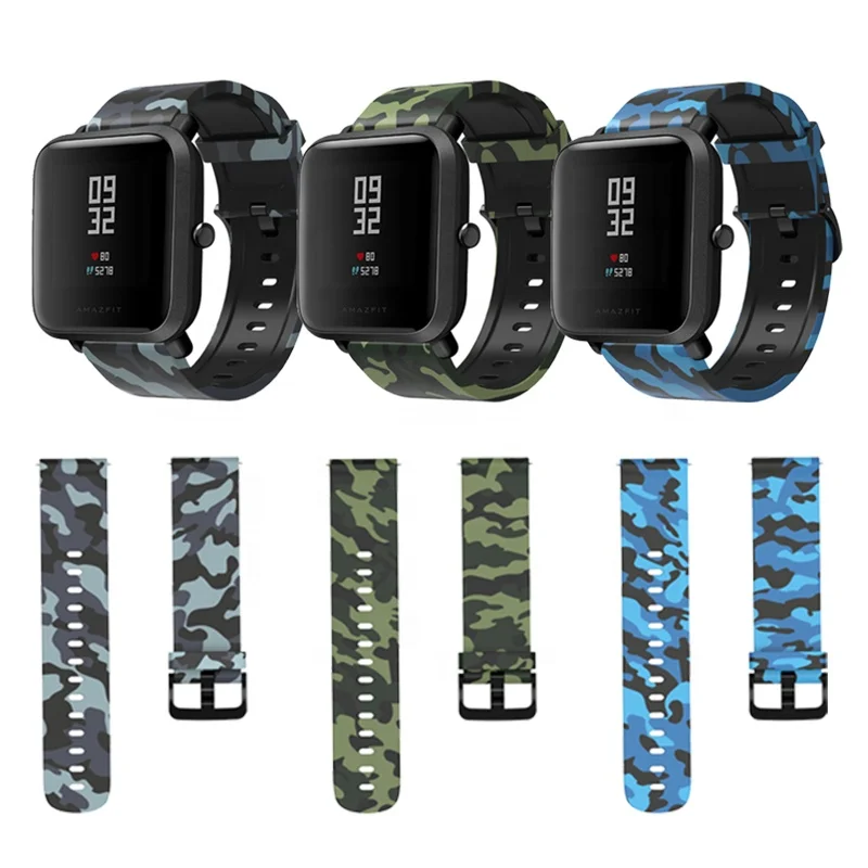 

BOORUI Amazfit Bip Strap 20mm Watch Band Camouflage Silicone varied flowers print 20mm 22mm wrist strap For Xiaomi Huami Amazfit, Varied flowersamazfit bip strap 20mm
